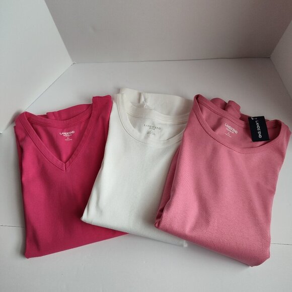 Ladies SZ L Lands" End Cotton T-Shirt Bundle - Picture 1 of 10